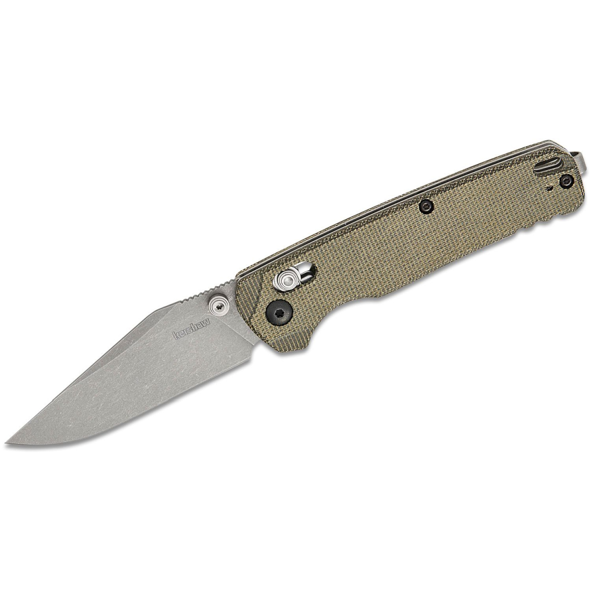 Kershaw Bel Air Manual Open DuraLock CPM MagnaCut Clip Point Blade with working finish EDC Folding Pocket Knife - Green Micarta