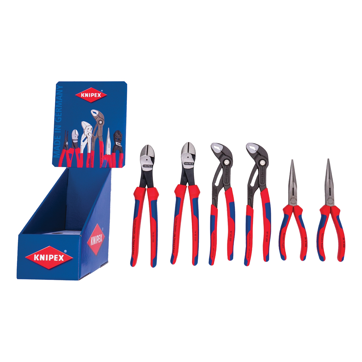 KNIPEX 6PC 2EA 8" Needle/10" Cutter/10" Cobra Comfort Grip Display
