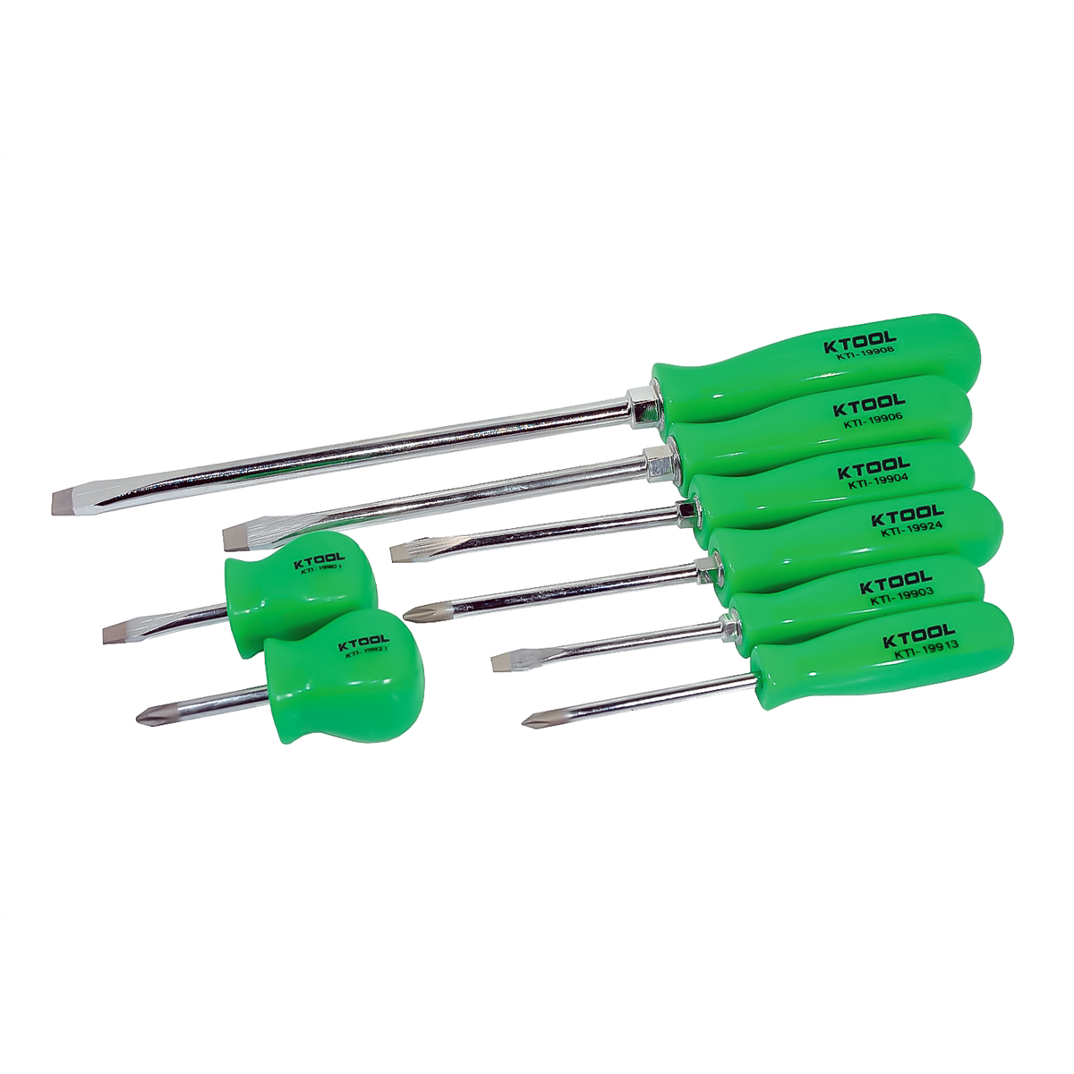 K Tool International 8-Piece Screwdriver Set with Green Square Handles
