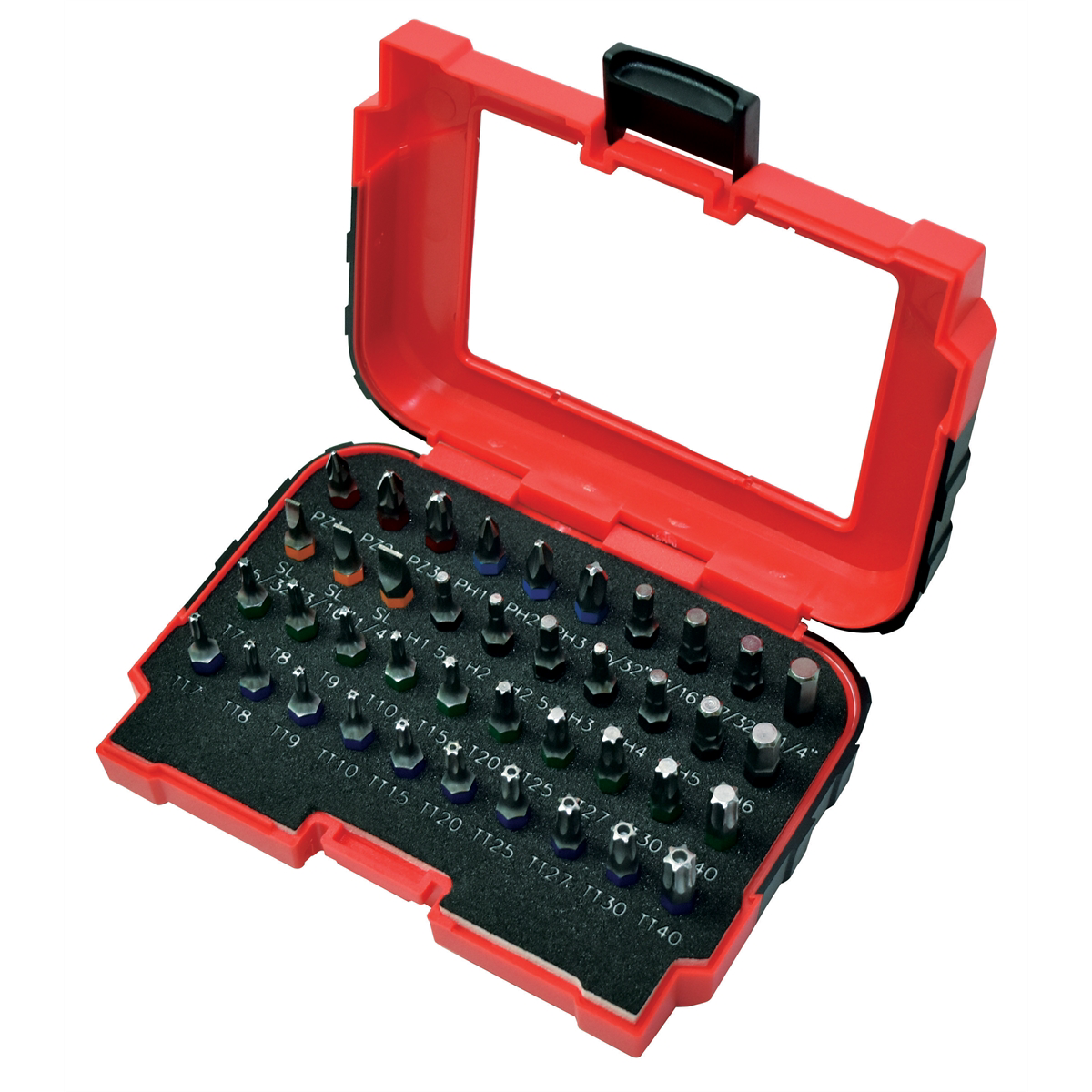 K Tool International Bit Set 1/4 in. Dr Color Coded 40 pc