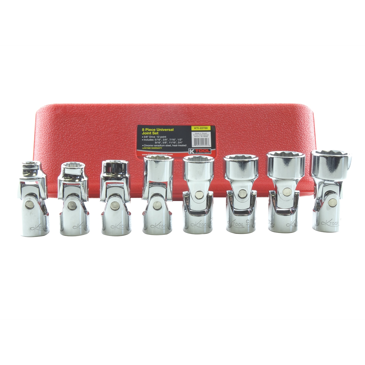 K Tool International Socket Set 8 pc Universal Chrome 3/8 drive 12 pt