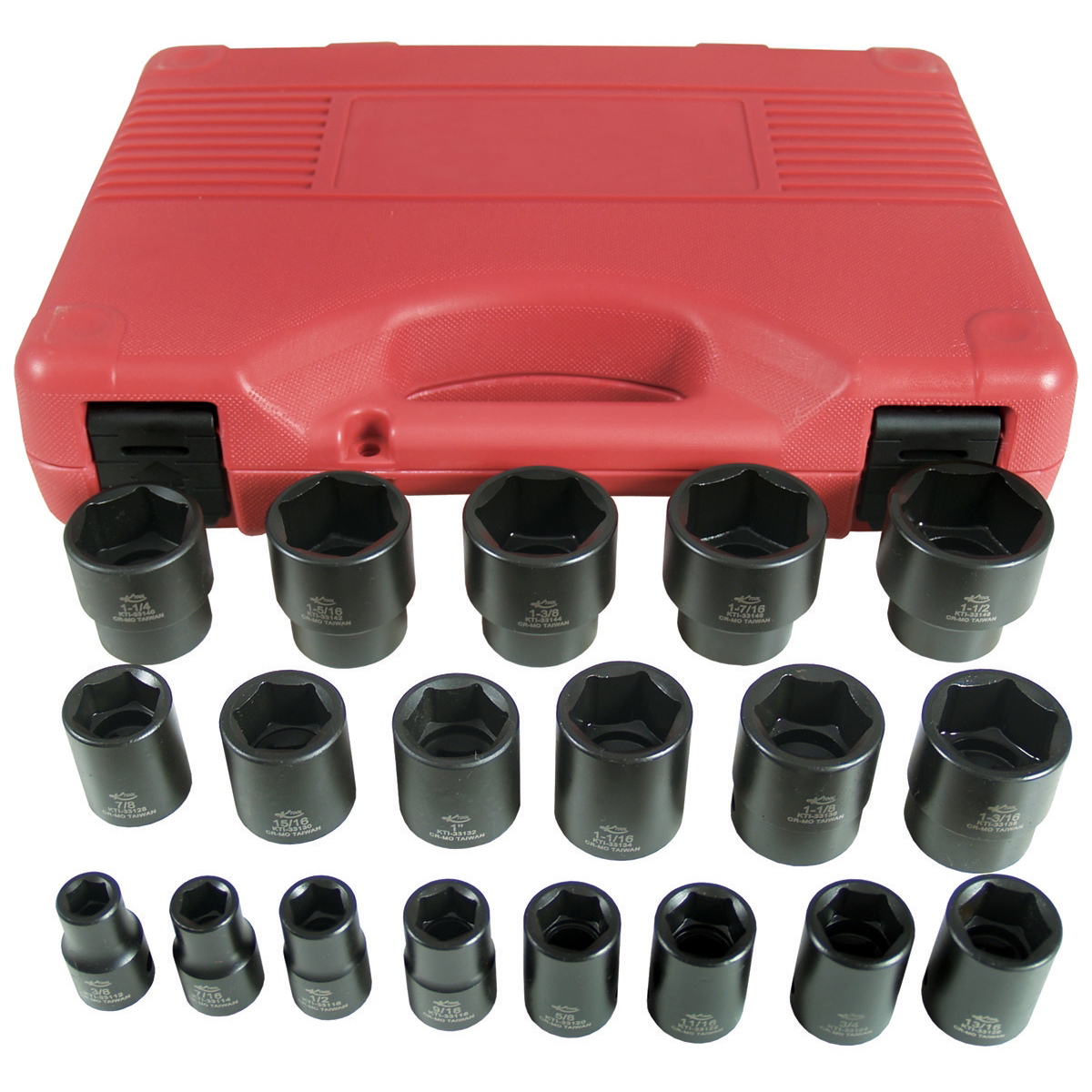 K Tool International 19 Piece 1/2" DR Short Impact Socket Set