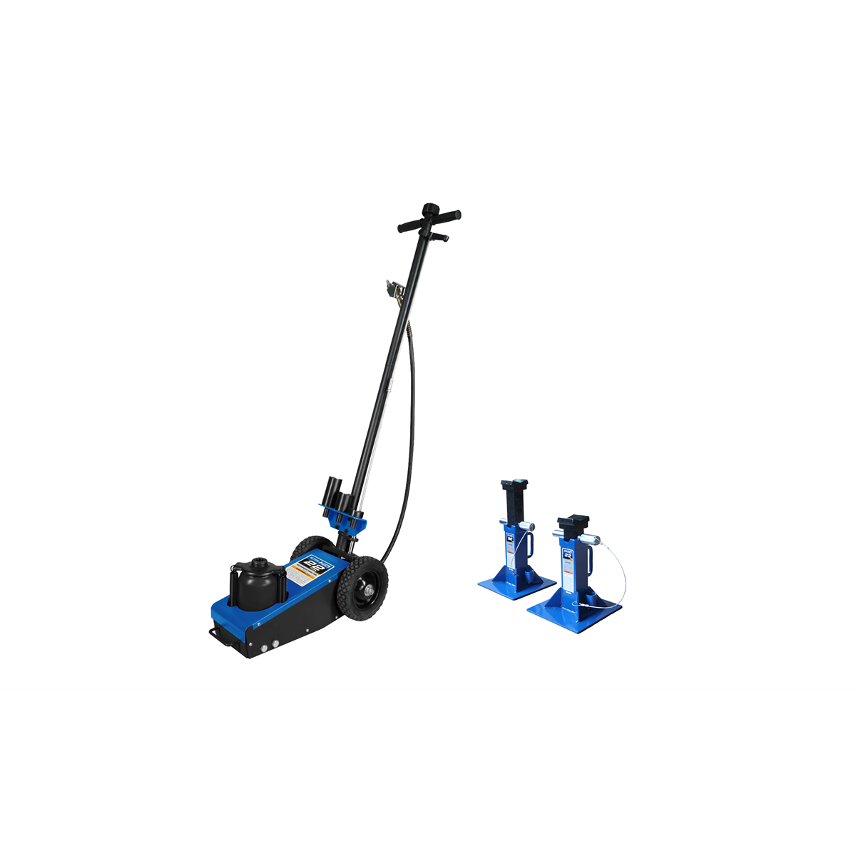 K Tool International Truck Jack 22 Ton Air/Hydraulic AND Jack Stands 22 Ton Heavy Duty