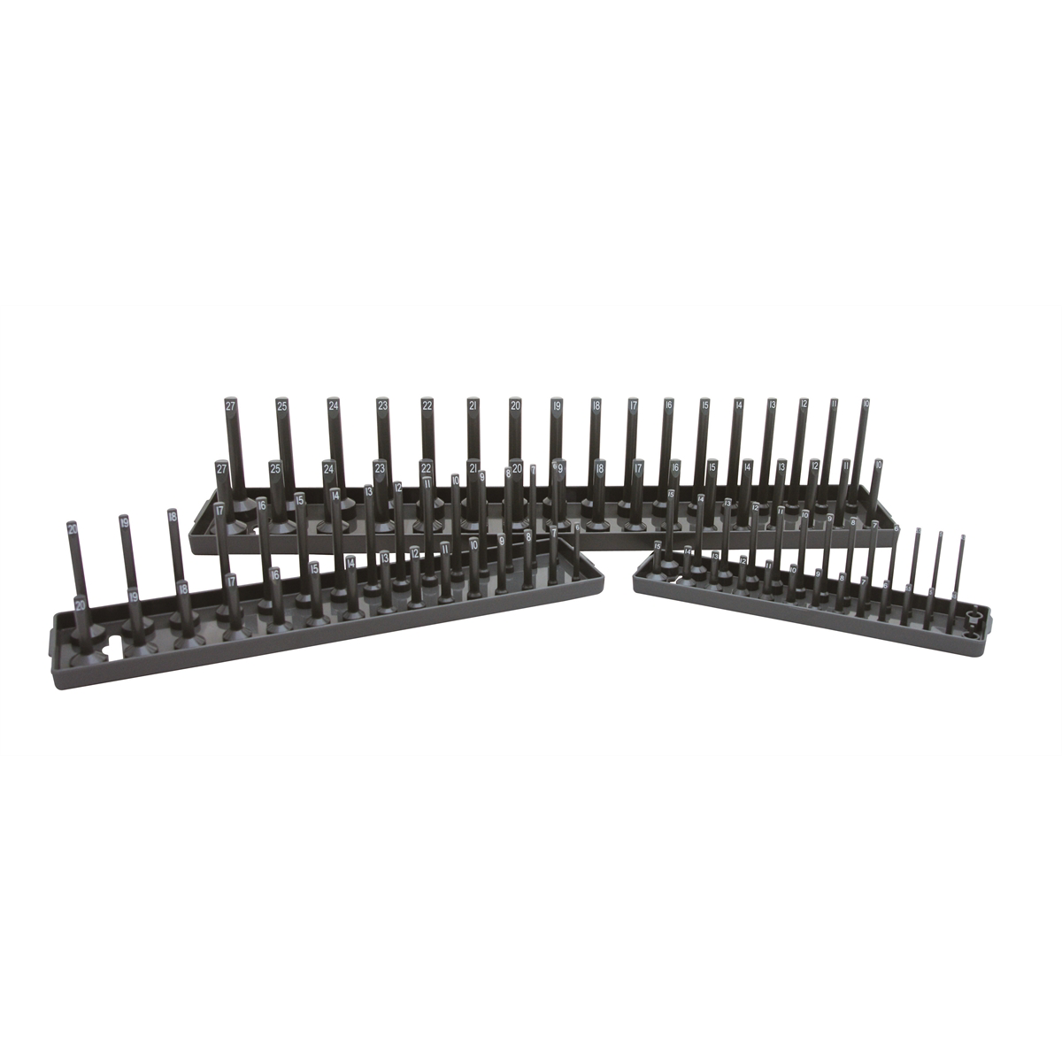 K Tool International Socket Holder Set 3 Piece MM Gray