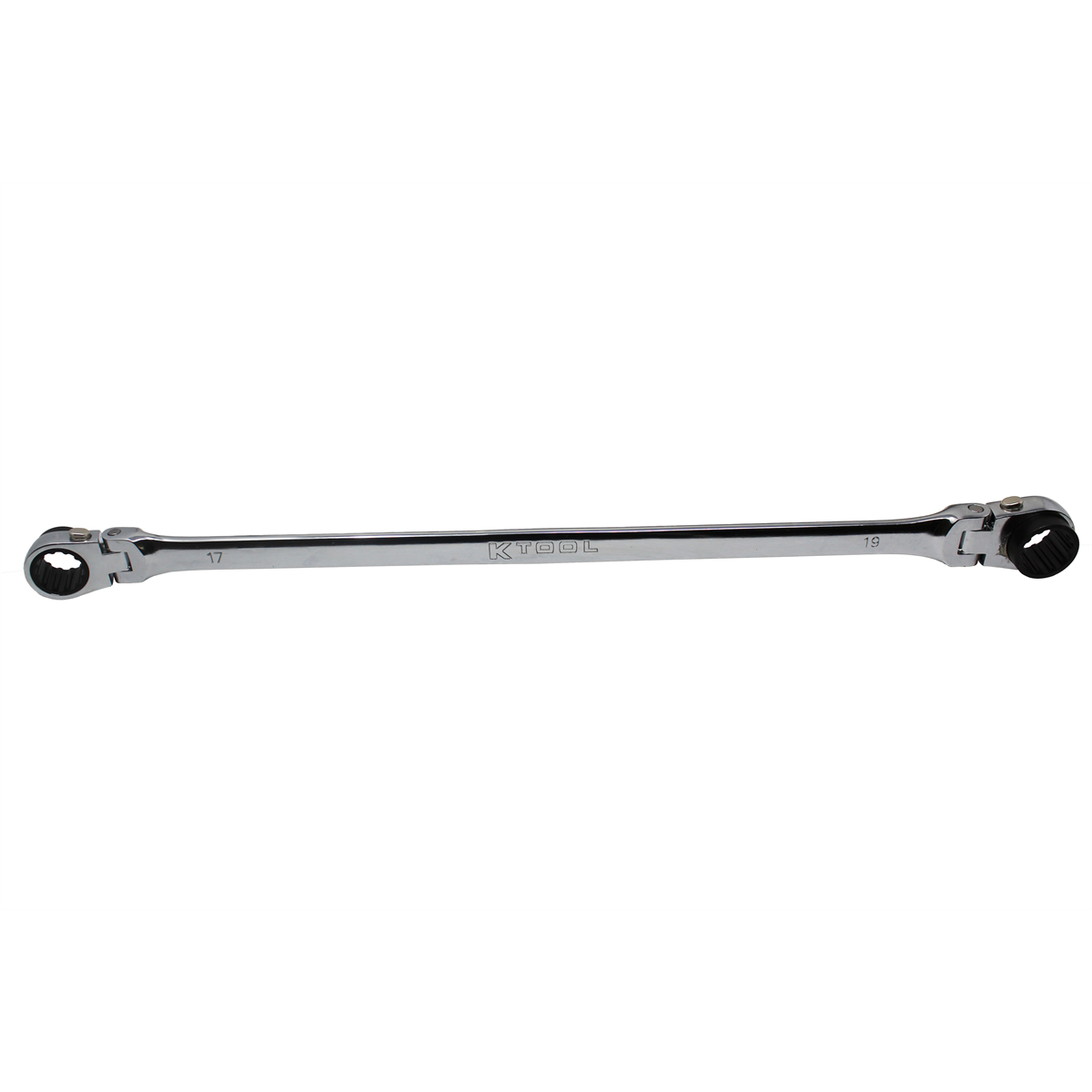 K Tool International Wrench 17mm x 19mm Metric Ratcheting Reversible Double Box Universal Spline 90 Tooth