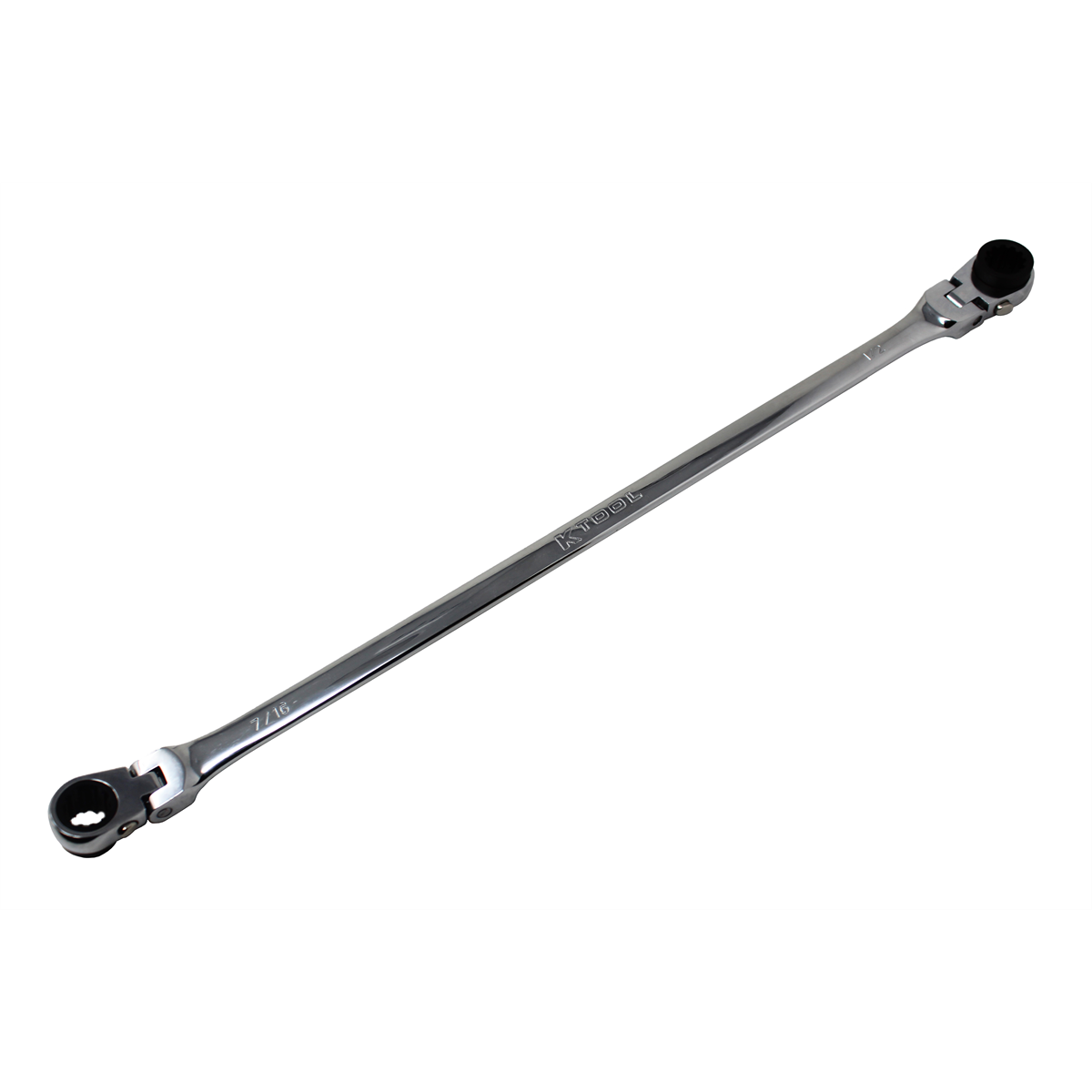 K Tool International Wrench Double Box Ratcheting Reversible 7/16 Inch x 1/2 Inch Universal Spline 90 Tooth