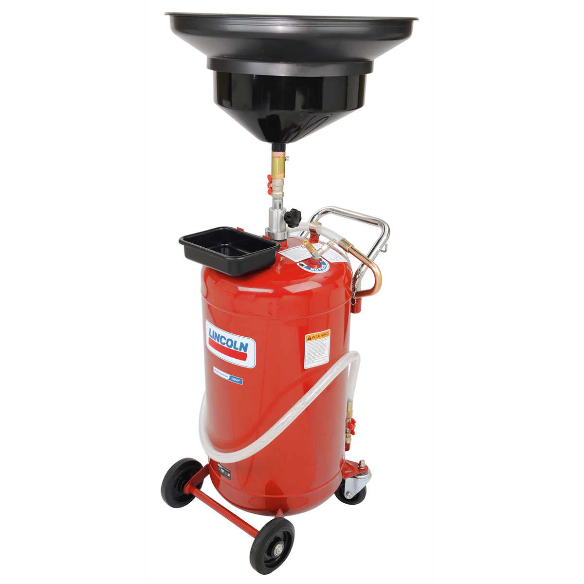 Lincoln Lubrication Pressurized, Self-evacuating, Used Fluid Drain, 25 Gallon, Red