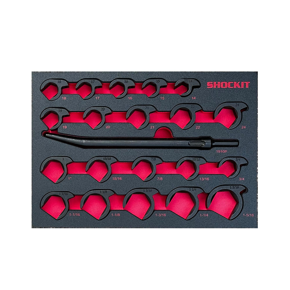 Milton Industries LTI Tool By MIlton 20-Piece SAE/METRIC Shockit Crows Foot Set - Heavy Duty Industrial/Hydraulic Fittings in Foam Tray