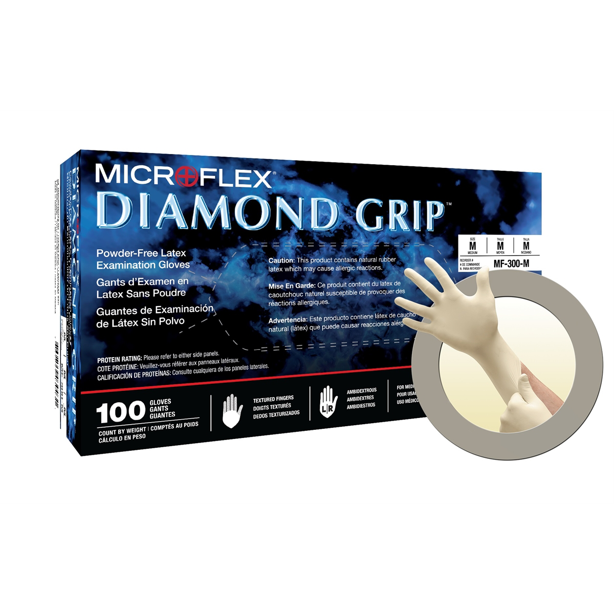 Microflex DIAMOND GRIP MF-300 LATEX GLOVES M