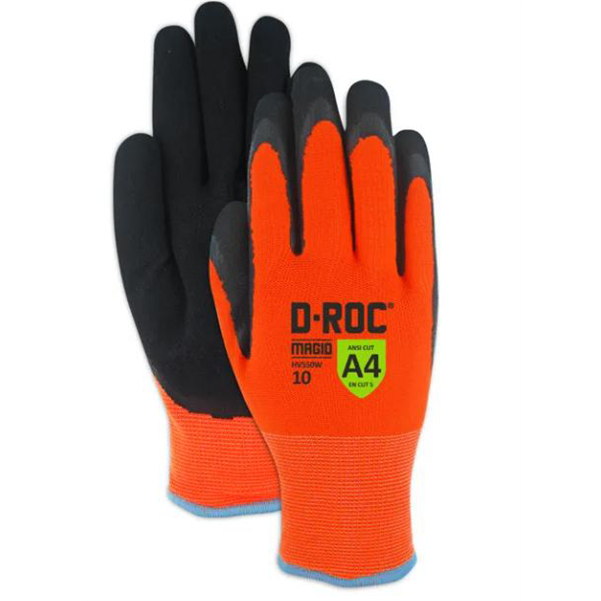 Magid Glove & Safety D-ROC HV550W Waterproof Thermal Coated Work Glove - Cut Level A4, Size 7, Small (1 Pair)