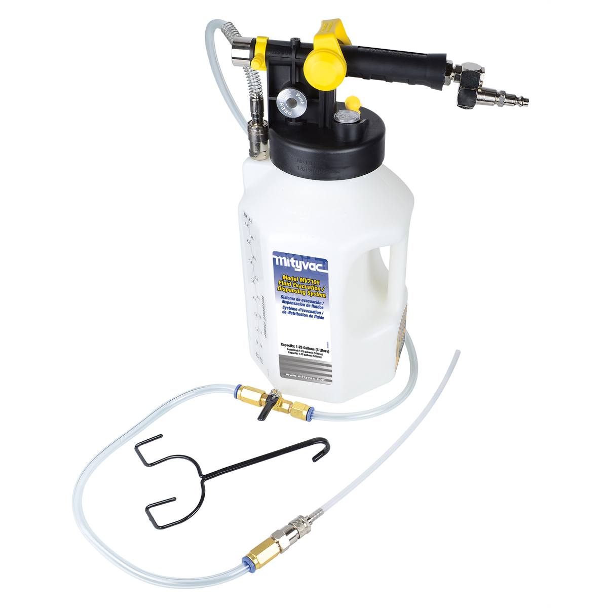 Mityvac MV7105 1.2 Gallon Pneumatic Fluid Evacuation/Dispensing System - Evacuate, Top, Refill Reservoirs