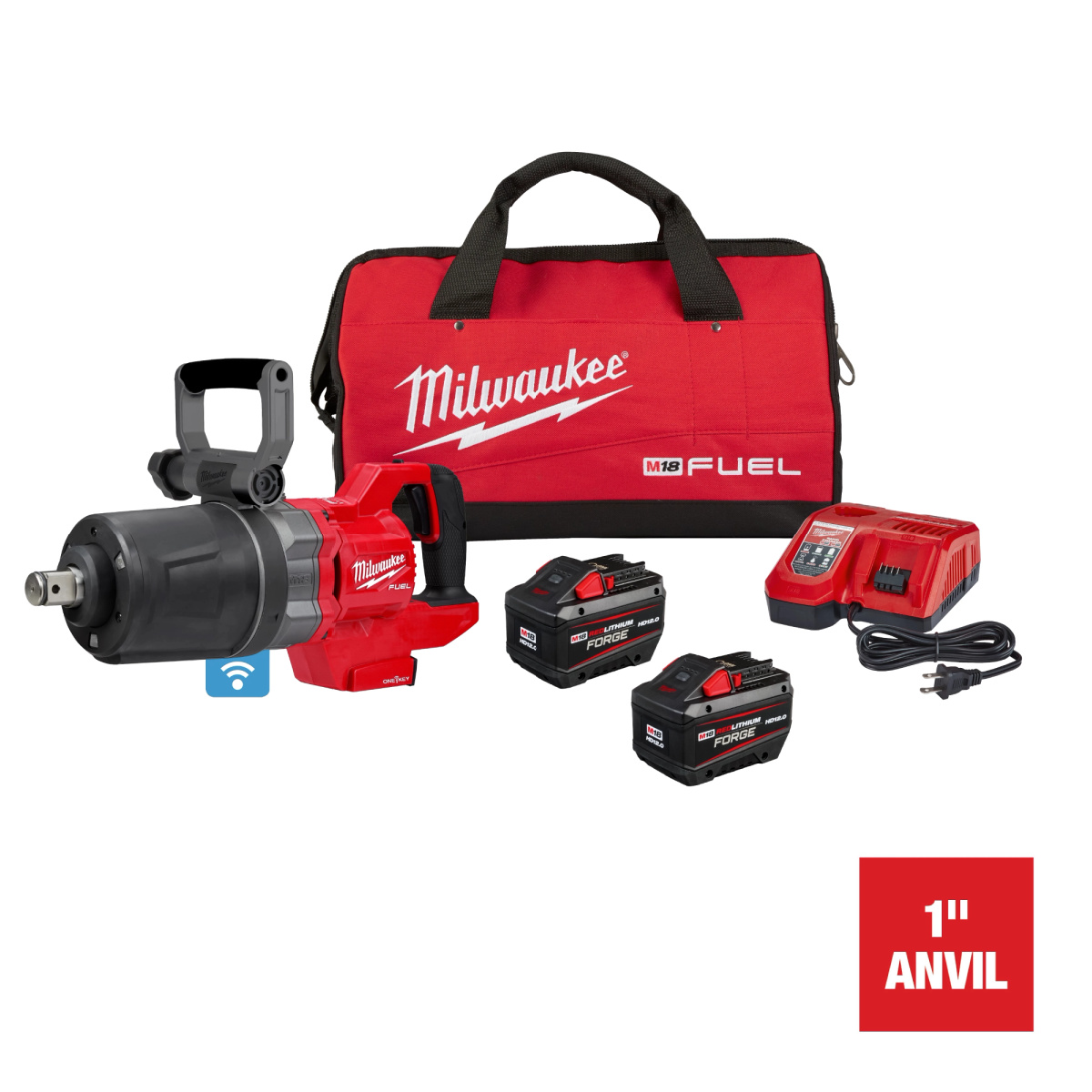 Milwaukee Tool M18 FUEL 1 Inch D-Handle High Torque Impact Wrench ONE-KEY REDLITHIUM FORGE HD12.0 Kit