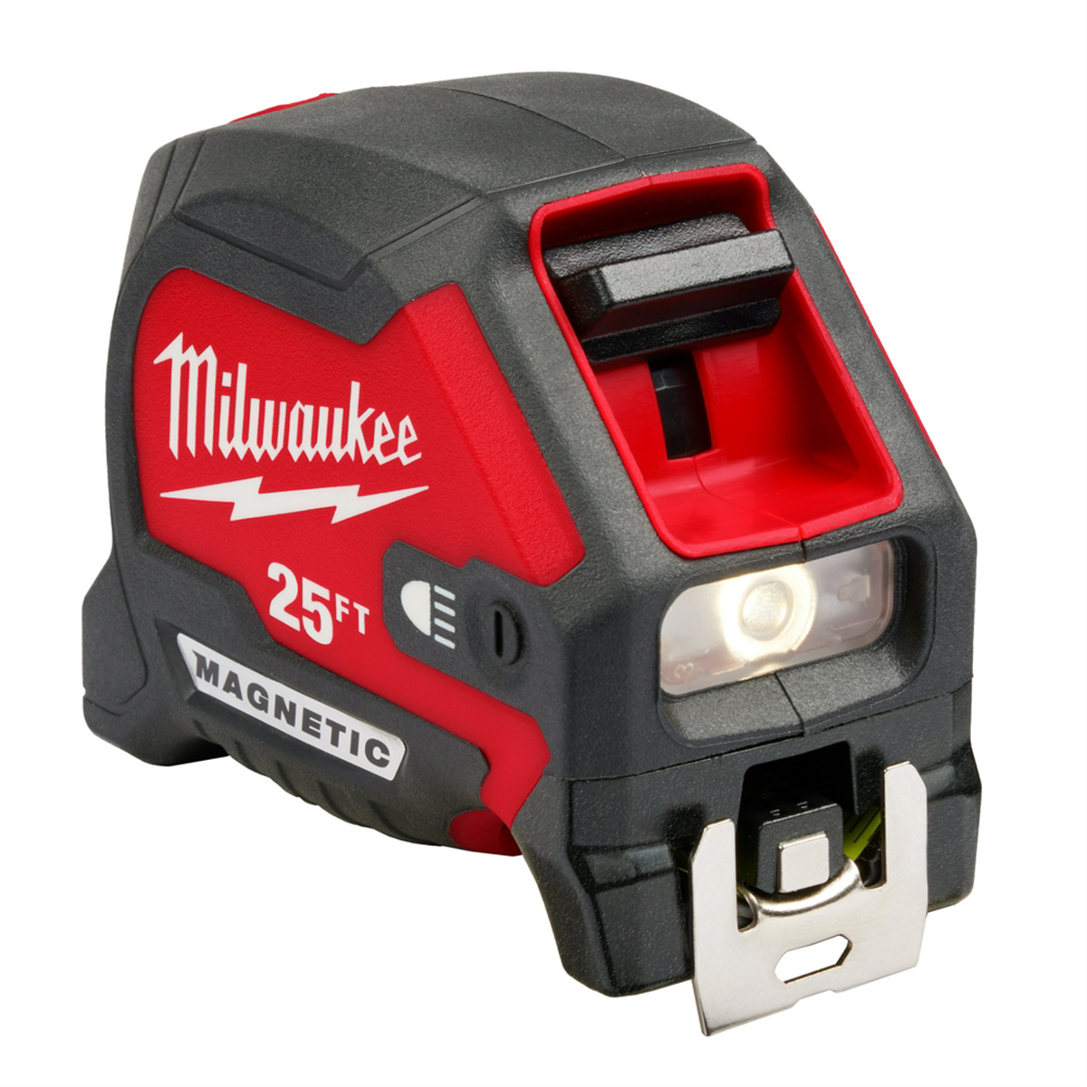 Milwaukee Tool 25ft Compact Wide Blade Magnetic Tape Measure w/ Rechargeable 100L Light