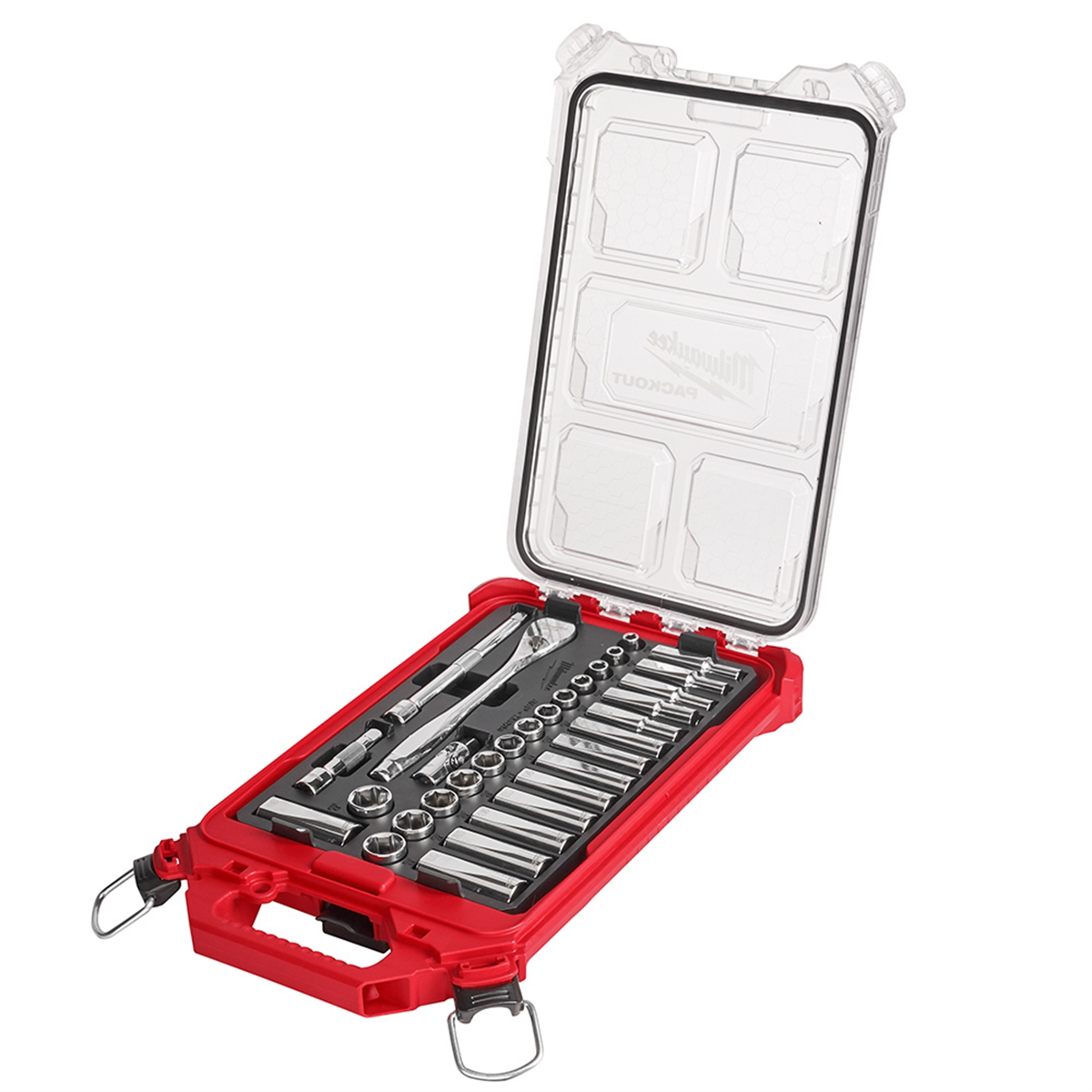 Milwaukee Tool 32pc 3/8" Metric Ratchet and Socket Set with PACKOUT Low-Profile Compact Organizer