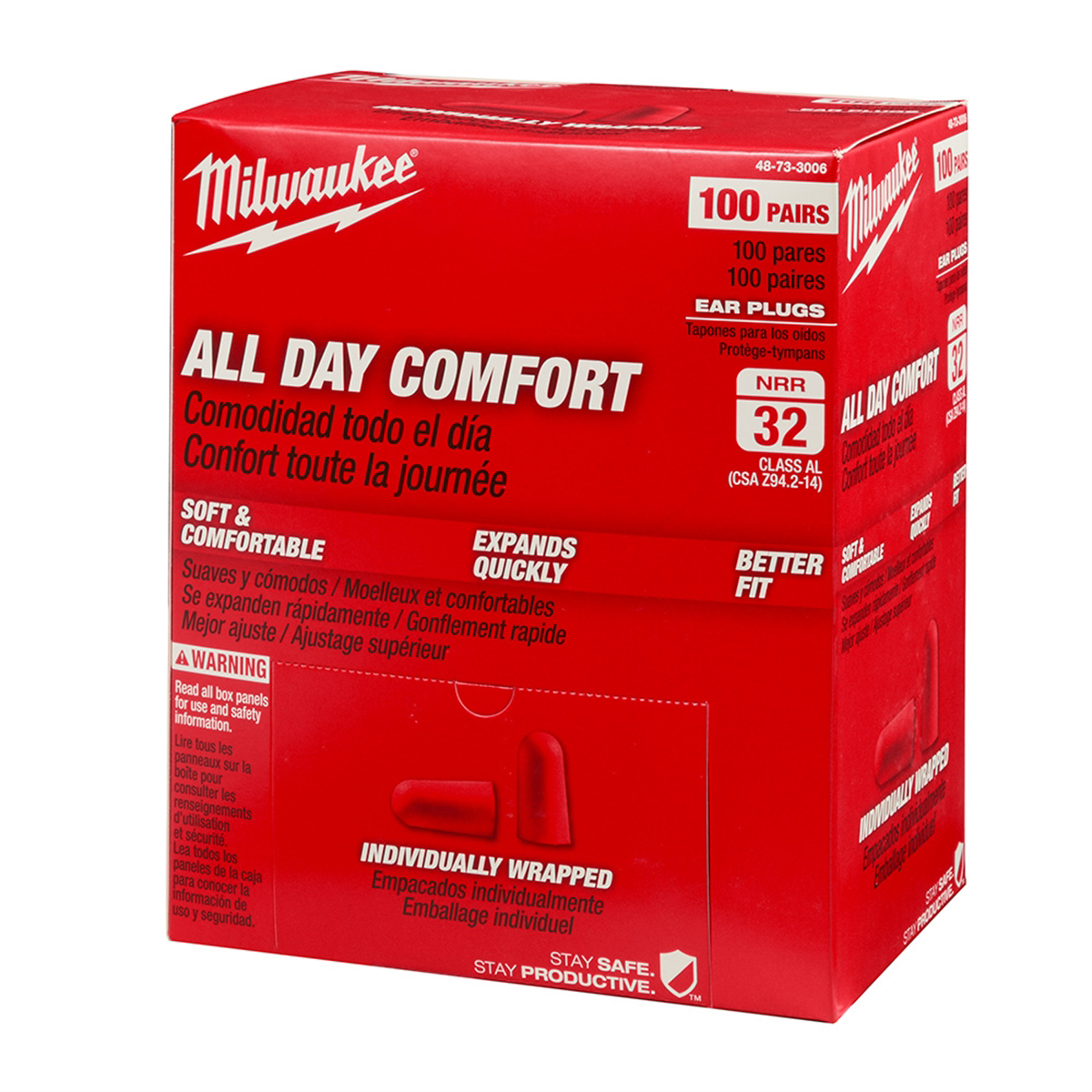 Milwaukee Tool 100 Pair Ear Plugs (Individually Sealed)