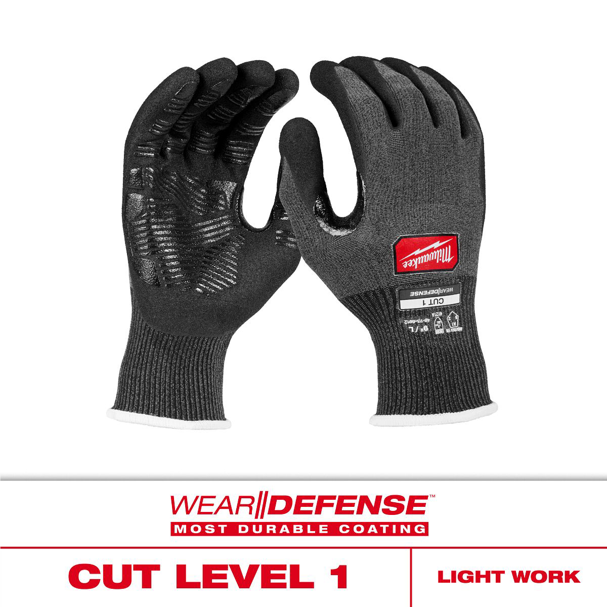 Milwaukee Cut Level 1 Nitrile Dipped Gloves w/ WEAR-DEFENSE™ Protection - XL