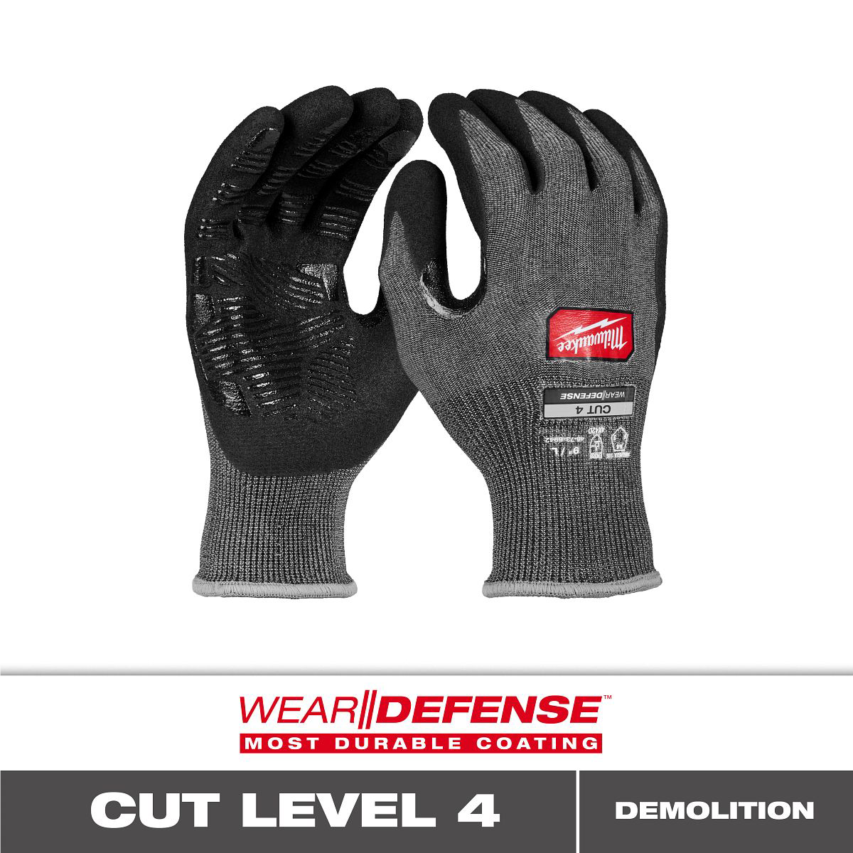 Milwaukee Cut Level 4 High Dexterity Nitrile Dipped Gloves w/ WEAR-DEFENSE™ Protection- M