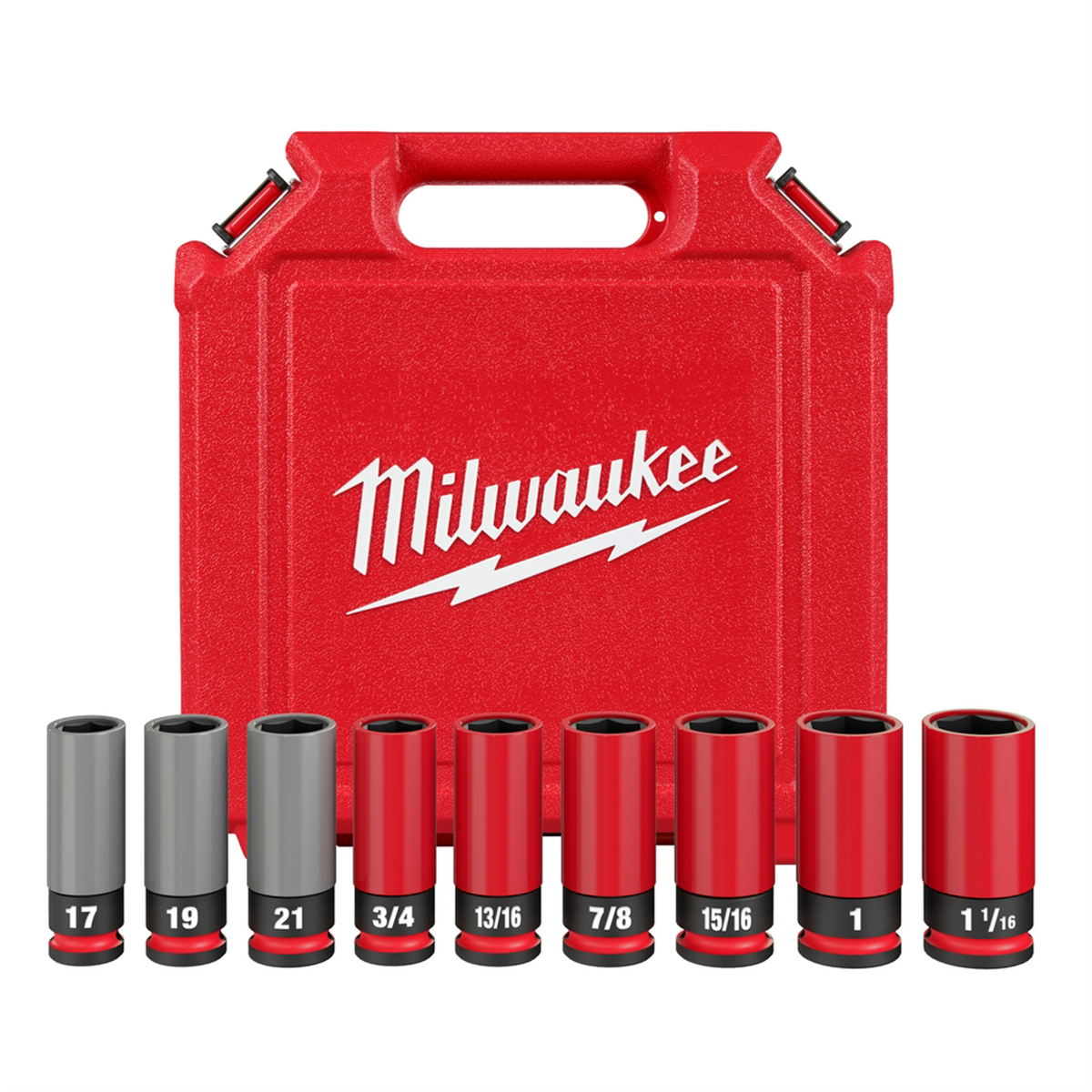 Milwaukee Tool SHOCKWAVE Impact Duty 1/2 Drive SAE & Metric 9PC Lug Nut Wheel Socket Set