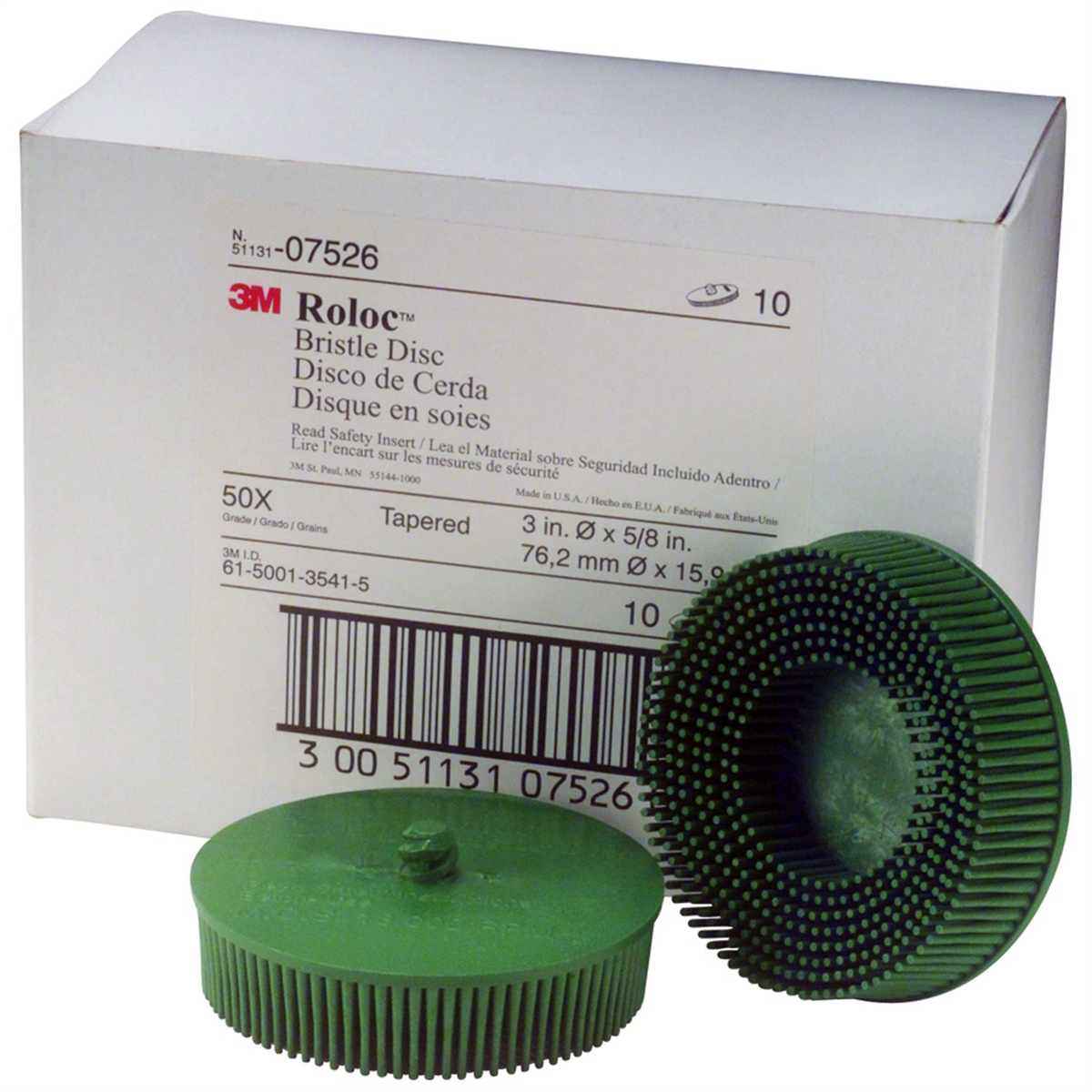 3M DISC ROLOC BRIS 50GR 3" 10/BOX GREEN