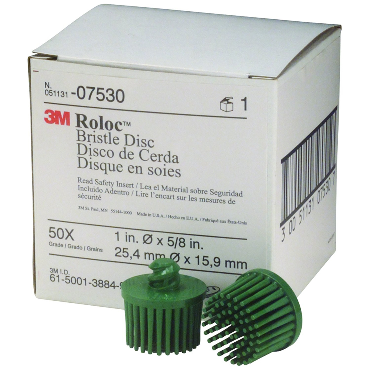 3M 1" 50-GRIT BRISTLE DISC 10/BX