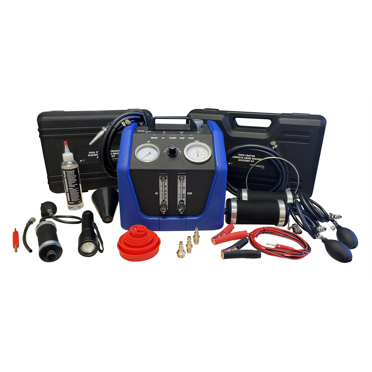 Mastercool Dual Evap/High Pressure Diagnostic Smoke Machine w/ Truck Adapter Kit