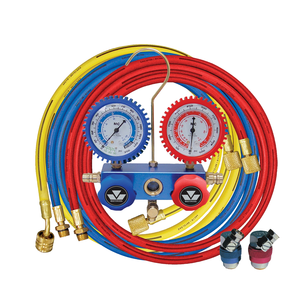 Mastercool GAUG SET A/C 134a ALUM 72" W/QUK COUPLERS
