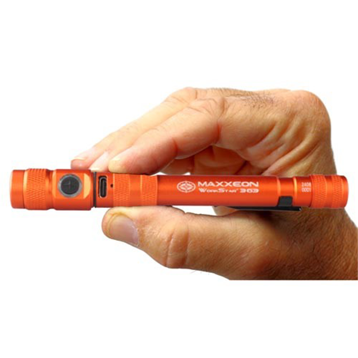 Maxxeon WorkStar 363 Rechargeable LED Zoom Penlight/Inspection Light USB-C, Color Orange