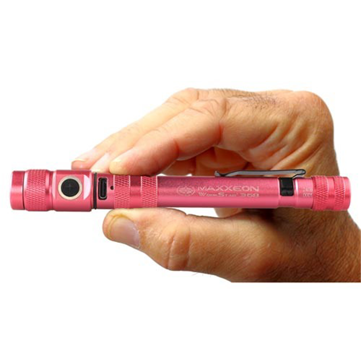 Maxxeon WorkStar 368 Rechargeable LED Zoom Penlight/Inspection Light USB-C, Pink