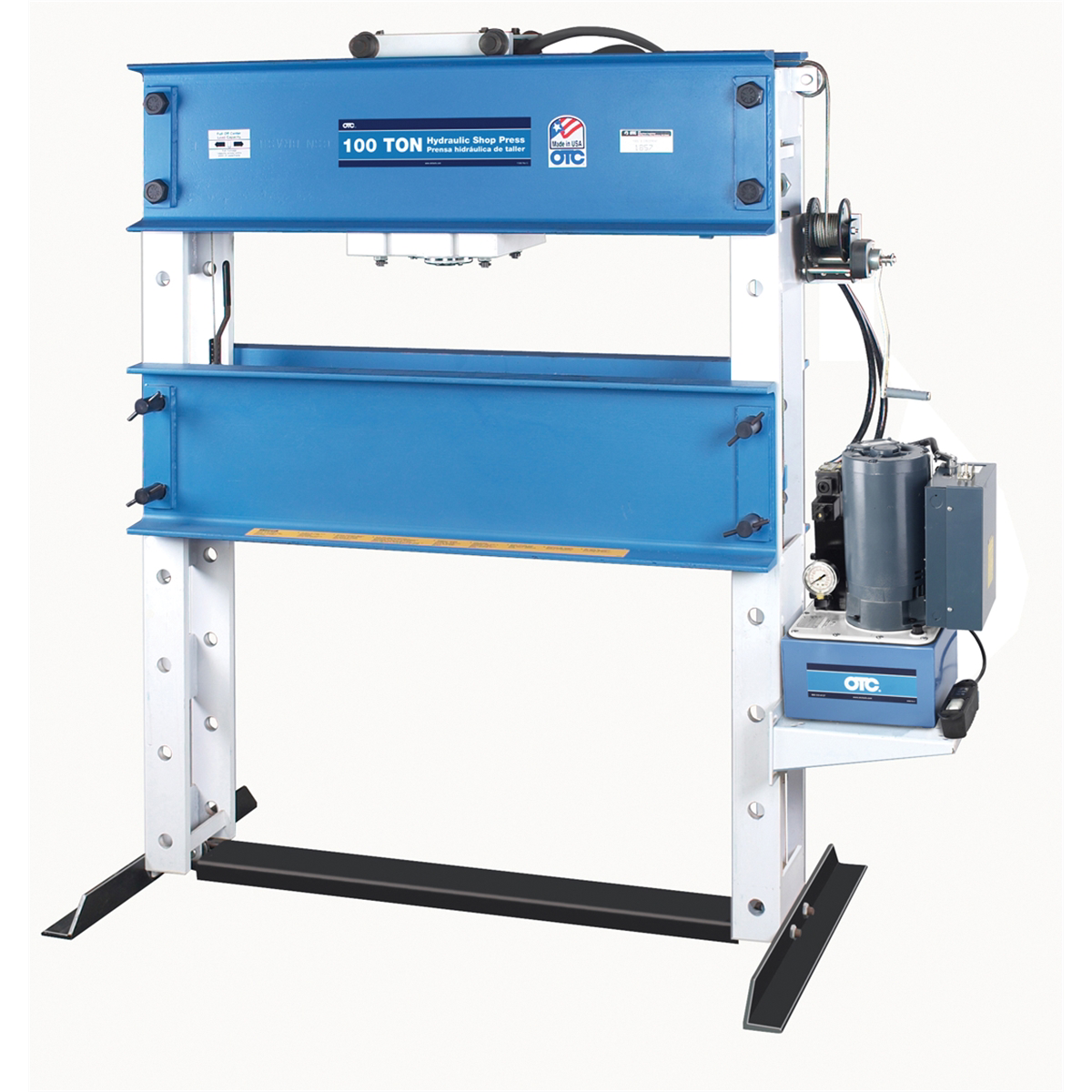 OTC 100-Ton Capacity Heavy-Duty Shop Press with double-acting ram, and hydaulic pump