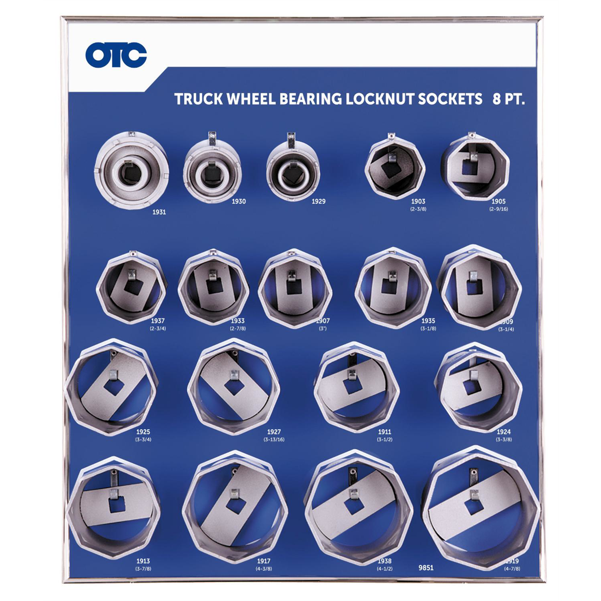 OTC 8-pt Wheel Bearing Locknut Sockets with Tool Board