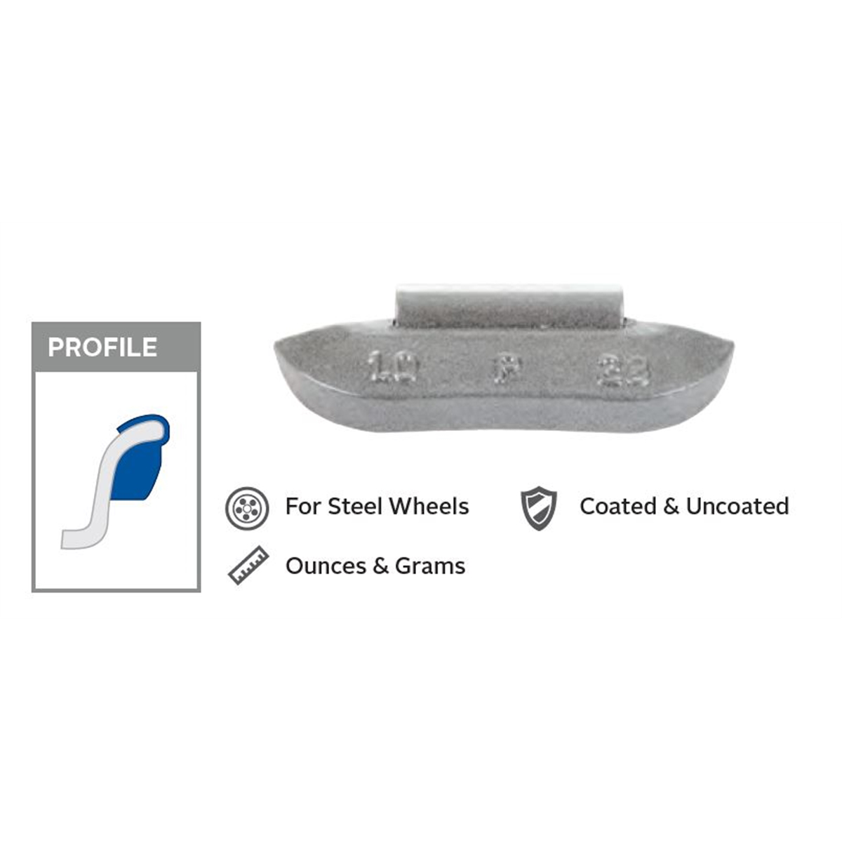 Wegmann Automotive 0.75 oz Lead Uncoated Clip-on P Black Series Wheel Weight (Box of 50)