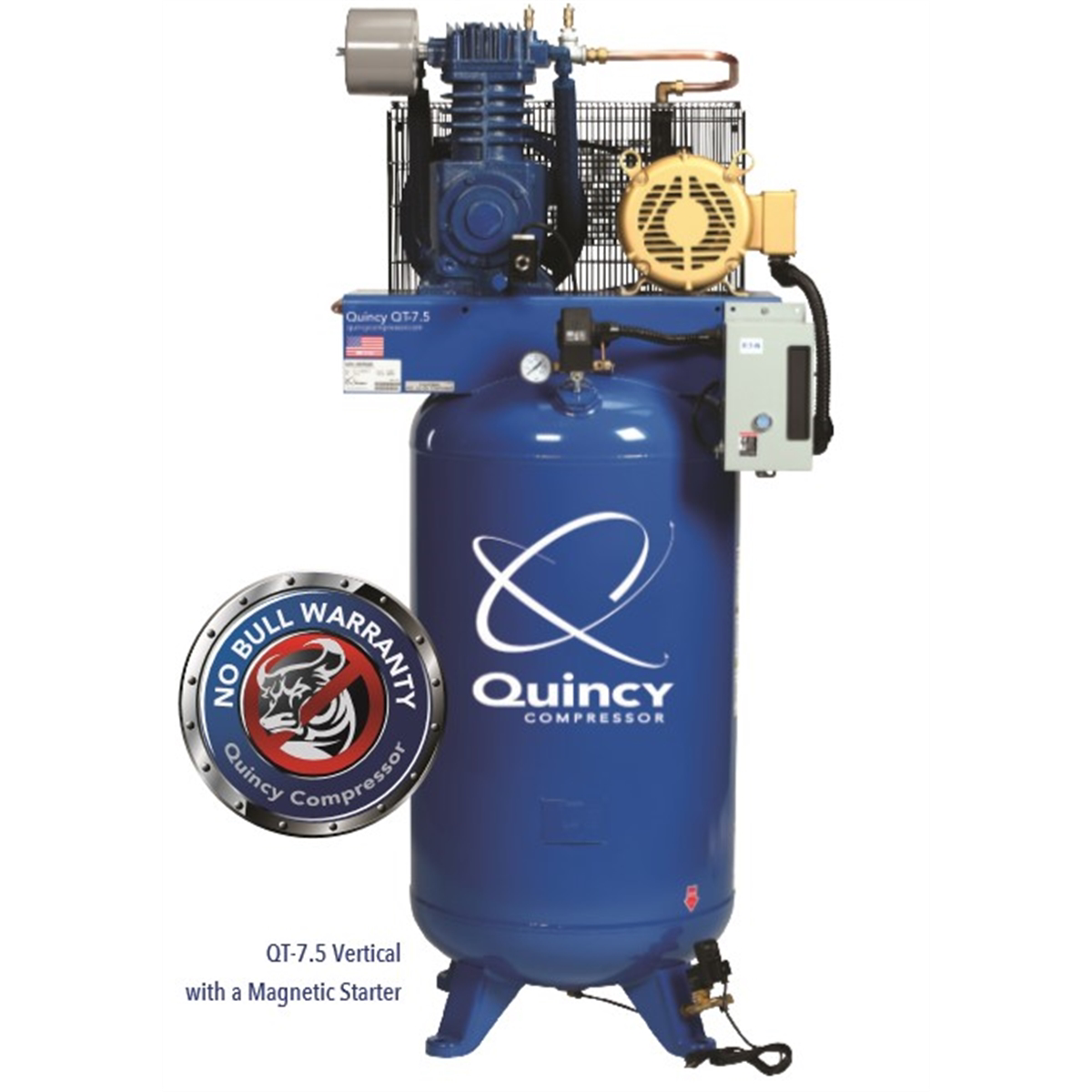 Quincy Compressors 7.5 HP 80 Gallon Two-Stage Vertical 230V 1PH PRO Air Compressor - Model 471CS80VCB
