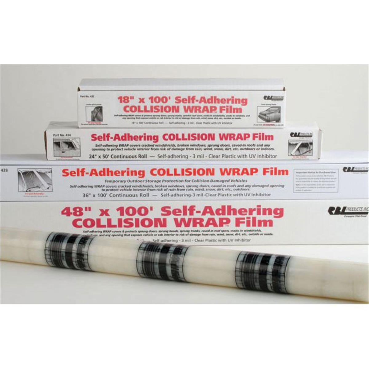 COLLISION WRAP 18" X 100' 3 MIL CLEAR PLASTIC FILM