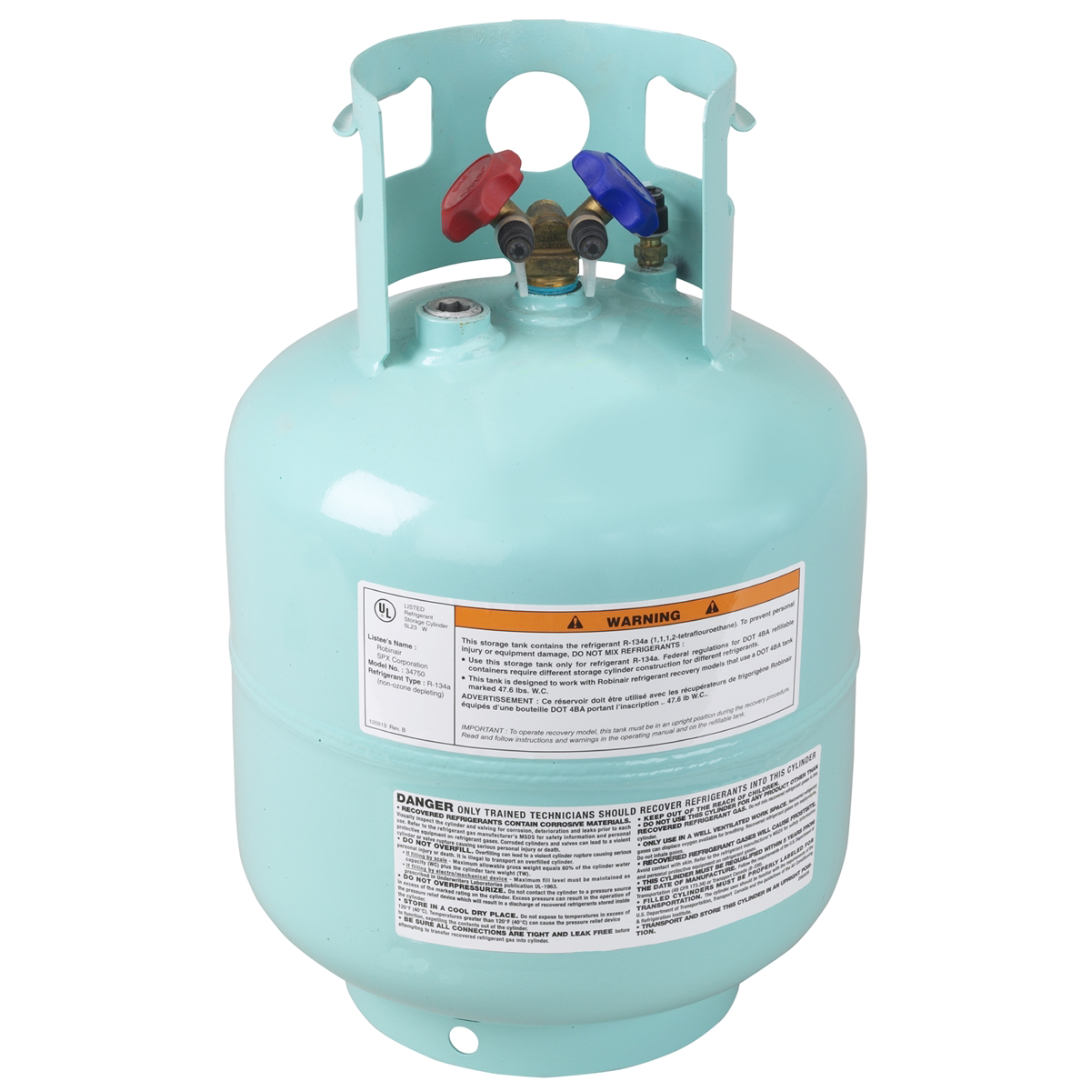 Robinair 50 lb. Refillable Tank, D.O.T. Approved, for R-134a 12134A, 34700, 34100 Series