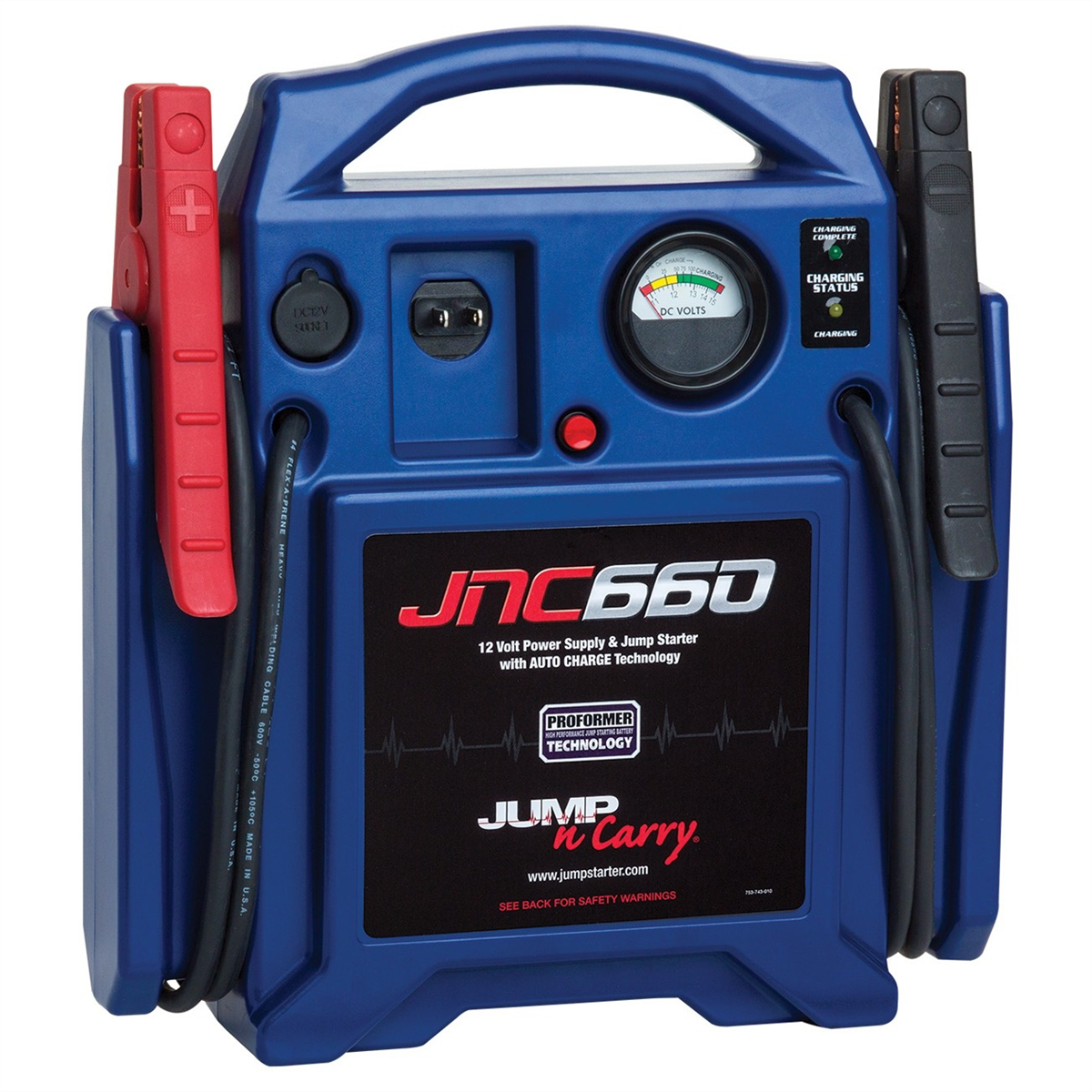 Clore Automotive JNC660 Jump-N-Carry 1700A 12 Volt Jump Starter with Power Supply and Auto Charge Technology - Blue