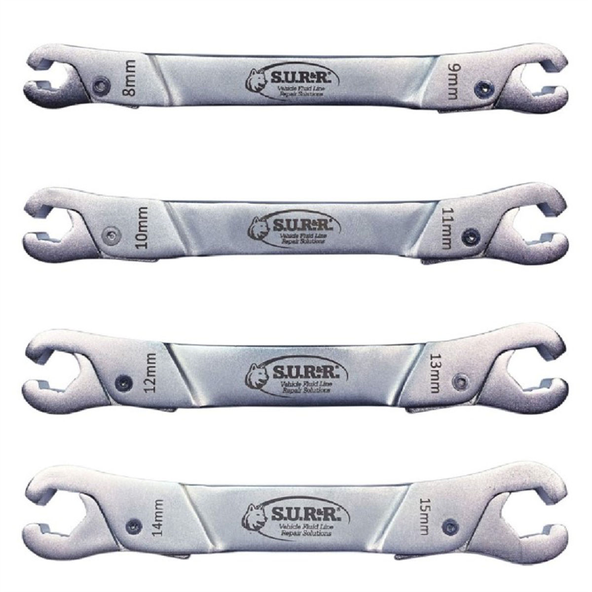 S.U.R.&R. RLW400 Ratcheting Line Wrench Set of 4 with 4-Slot Pouch- SAE/Metric