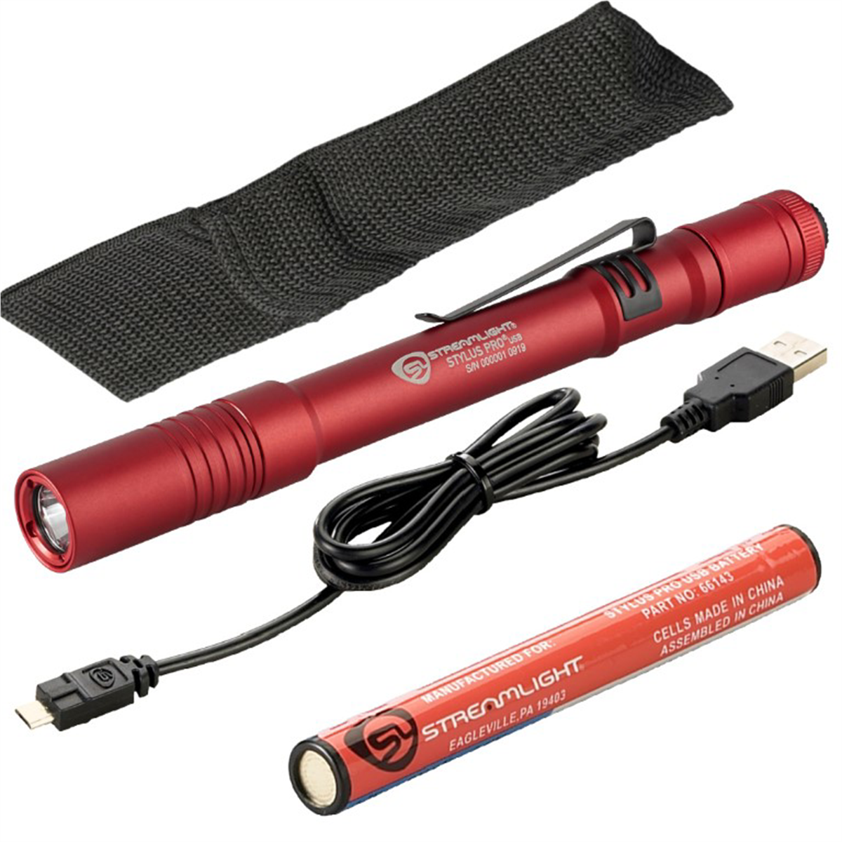 Streamlight Stylus Pro USB LED 350 Lumen Penlight with USB Charge Cord - Red