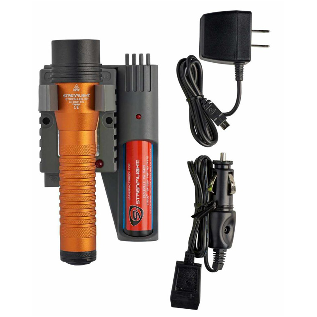 Streamlight Strion LED HL Rechargeable Flashlight 120V/100V/12V DC PiggyBack - Color Orange