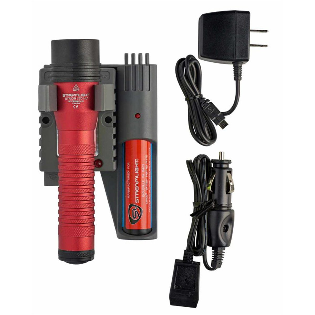 Streamlight Strion LED HL Rechargeable Flashlight 120V/100V/12V DC PiggyBack - Red