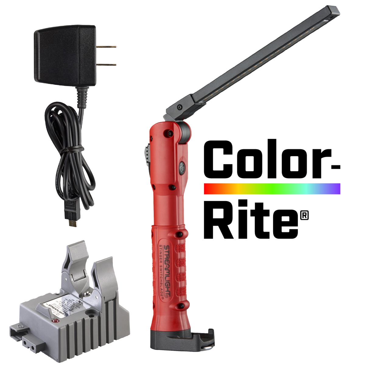Streamlight Stinger Switchblade 800 Lumen Color-Rite Light Bar Worklight with Smart Charger - Red