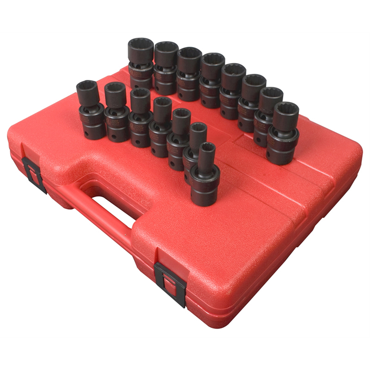SUNEX 15 PC 1/2" DR 12 PT METRIC UNIV IMPACT SOCKET