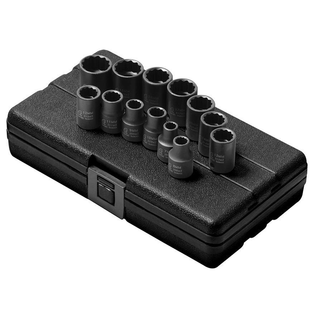 SUNEX 13PC 3/8" DRIVE METRIC 12 PNT SOCKET SET