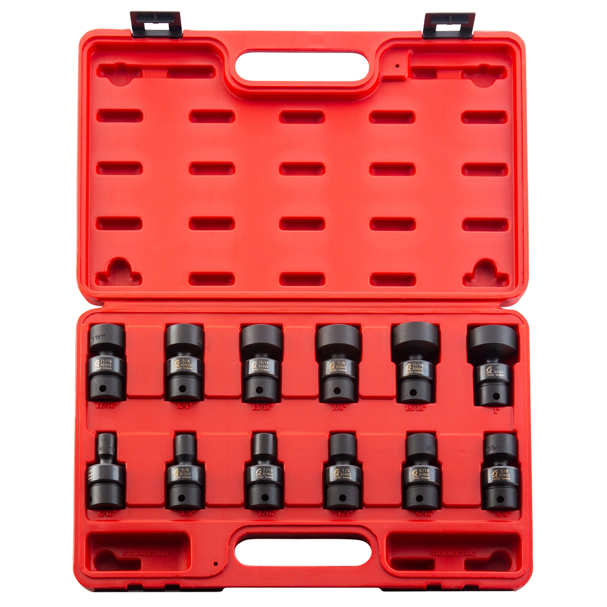 SUNEX 12 PC 3/8" DR 12 PT UNIV IMPACT SOCKET SET SAE