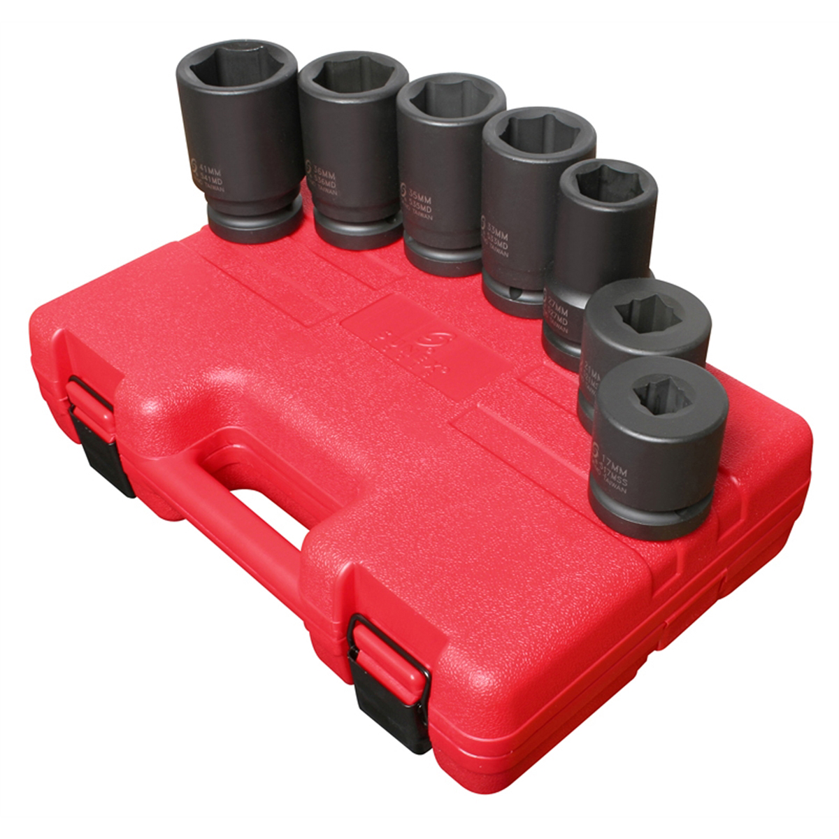 SUNEX SOCKET SET IMPACT 1" DRIVE 7 PC DEEP METRIC