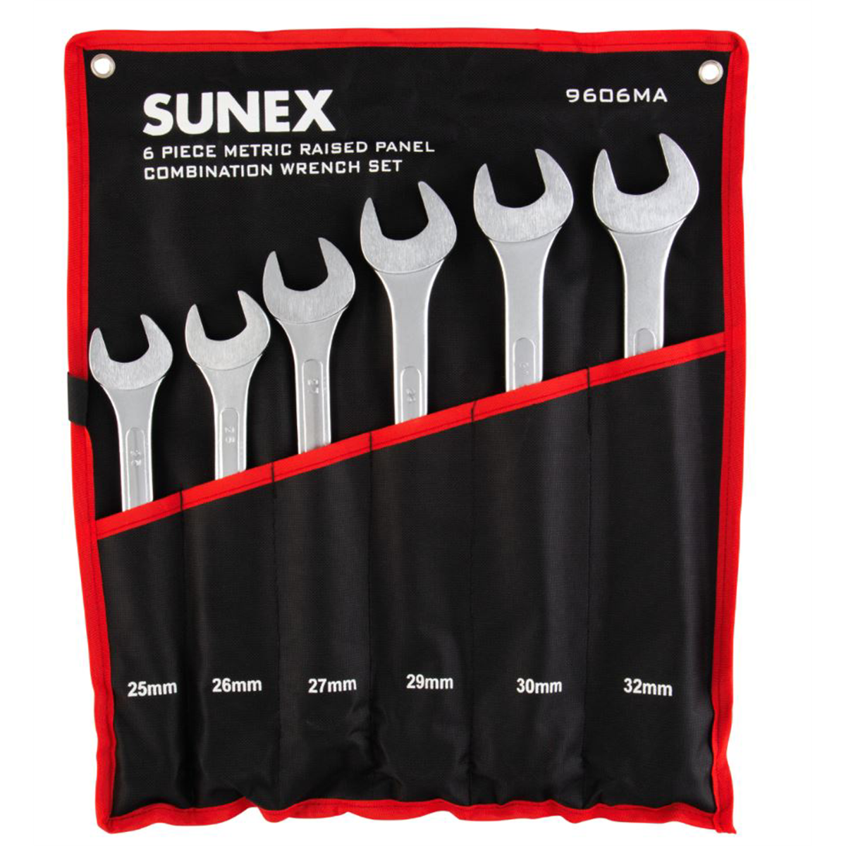SUNEX 6 Pc. Metric Raised Panel Combination Wrench Set