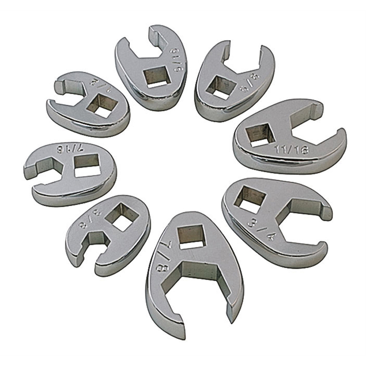 SUNEX 8PC SAE FLARE CROWFOOT WRENCH SET 3/8"-7/8"