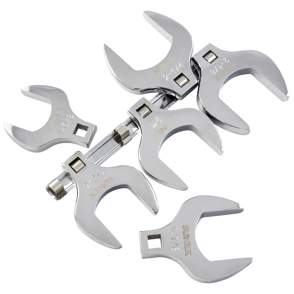 SUNEX 6 Pc 1/2" Dr Full Polish SAE Jumbo Crowfoot Wrench