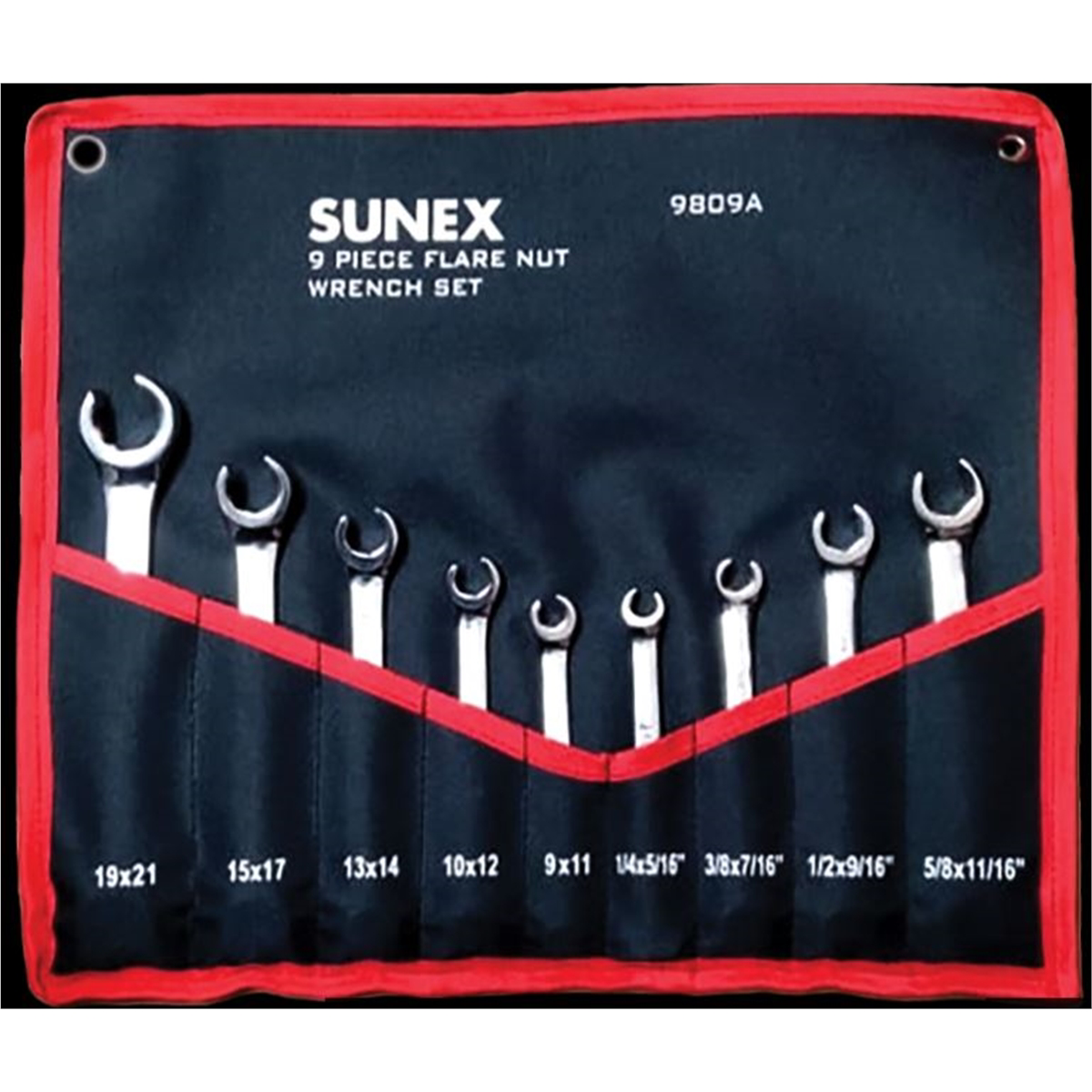 SUNEX 9 Pc Polish SAE Metric Flare Nut Wrench Set