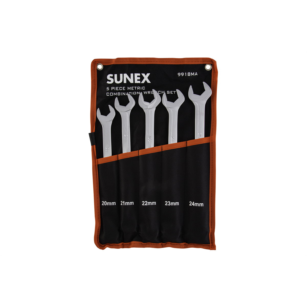 SUNEX 5 piece Metric Full Polished V-Groove Combination Wrench Set