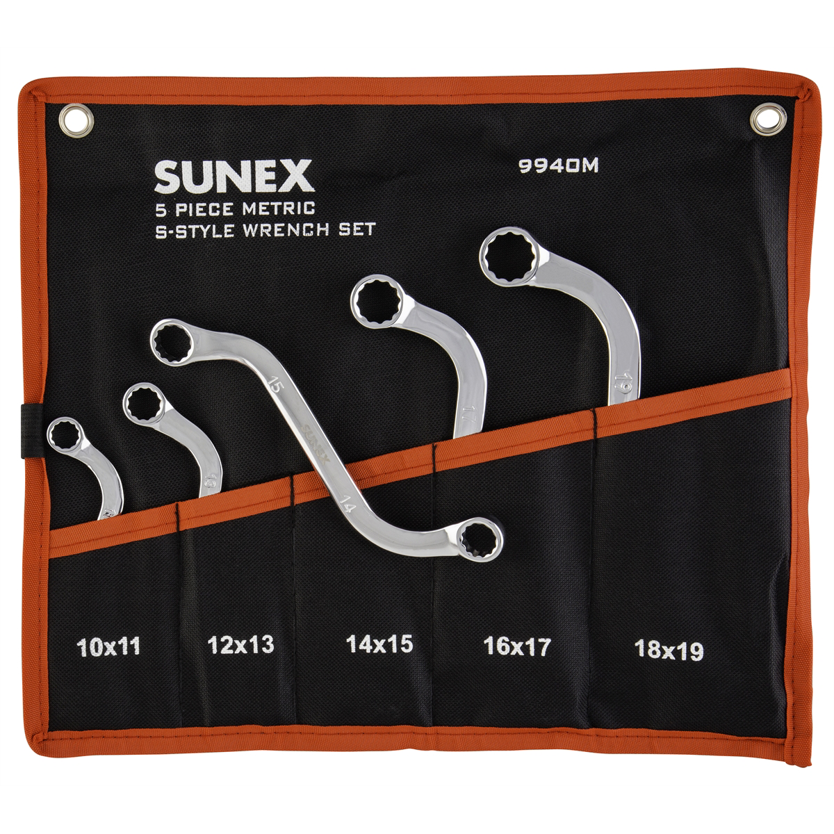 SUNEX S-STYLE DOUBLE BOX END METRIC WRENCH SET, 5 PC.